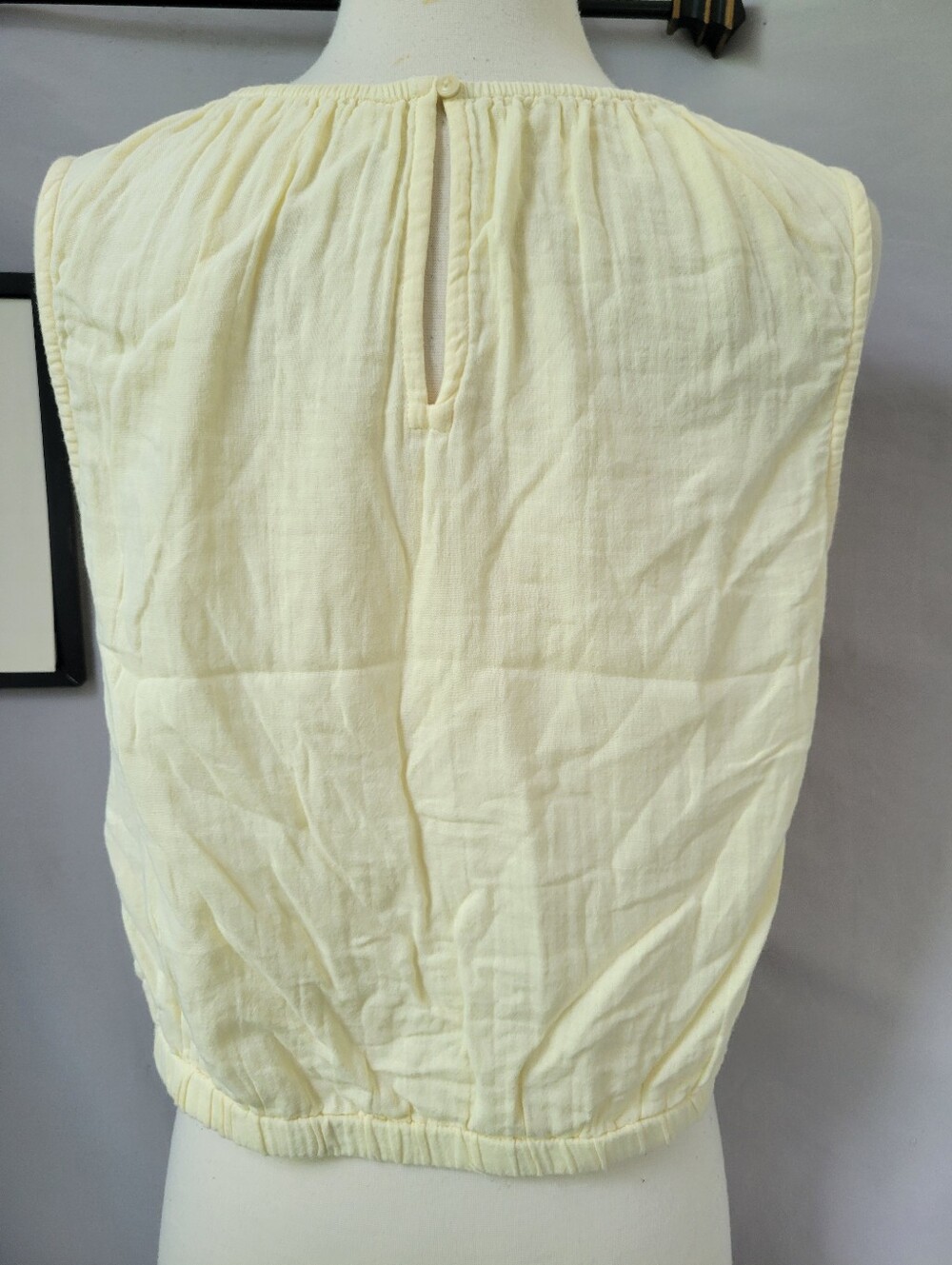 Pact Coastal Double Gauze Bubble Hem Top Butter Yellow M - Picture 3 of 13